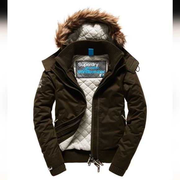 Womens Superdry Japan Microfibre Windbomber Hooded Jacket, Khaki Green Small - Picture 8 of 16